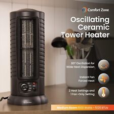 Comfort Zone CZ488 Ceramic Oscillating Mini-Tower Heater 150 sq ft - Black picture