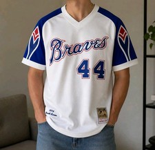 Mitchell Ness M&N Authentic Atlanta Braves Hank Aaron Jersey 44 USA L New picture