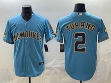 MLB Milwaukee Brewers #2 Brice Turang 2026 Nike Blue Road Stadium Jersey  Men's* picture