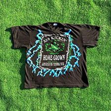 Vintage 1990s American Thunder Ass Kickin Home Grown Weed Tee Boxy Fit Lightning picture