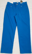 J.Jill High Rise Cropped Pull On Pants Womens 6 Cyan Blue Stretch Preppy Mom New picture