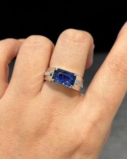 2.67 Ct Natural Sapphire & Diamond Wedding Men's Band 14K White Gold Size 11 picture