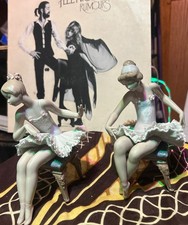 2 Lladro Porcelain Seated Ballerinas Lace Tutu Figurines, no box, see notes picture