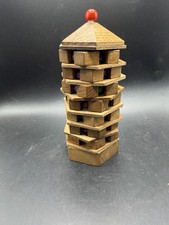 Vintage Wooden Pagoda Puzzle Tower – Handcrafted Rotating Marble Game picture