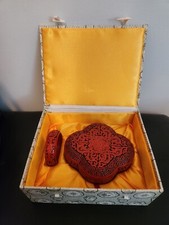 Gift Set- China red lacquerware Dynasty Flower Jewelry Box & Matching Bracelet picture