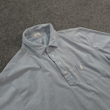 Johnnie O Polo Shirt Mens L Blue Hangin Out Solid Pocket Stretch Casual Beach picture