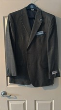 NWT Joseph A Banks Wool Jacket Olive Brown Checkered Sz 44 Long picture