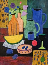 24x18 OOAK Original Painting Abstract Art Still Life   SIGNED picture