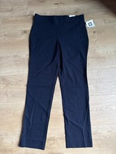 NWT Anne Klein high rise pull on navy blue viscose blend pants textured size 10 picture