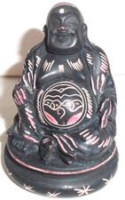 Black Etched Resin Laughing Buddha Figurine, 3
