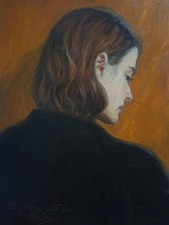 Woman in black (original oil painting) picture