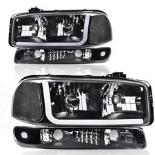 LED DRL Pair Headlights+Bumper Lamps For 2004 2005 1999-2007 GMC Sierra 1500 HD picture