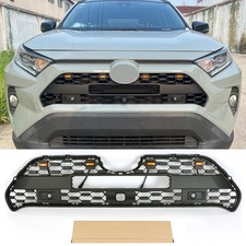 Black Front Grille Fit For Toyota RAV4 2019 - 2023 Bumper Grill With Light picture