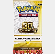 Pokémon TCG 30th Celebration Classic Collection Pack 3 Cards 1 Pack PRESALE 11/6 picture