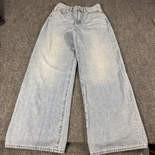 Madewell Superwide-Leg Jeans Womens 26 Blue High Rise Denim Wide Leg Pants Boho picture
