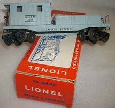 LIONEL POSTWAR SCARCE 6429 WORK CABOOSE 1963 ONLY C-8 LN TIRED ORIGINAL BOX picture