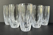 Mikasa Flame D'amore Crystal Highball Glasses 5 3/8” Set of 6 Barrel Shaped picture