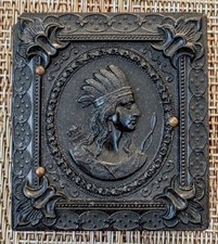 Sixteenth Plate Indian Profile Union Case with Ruby Ambrotype of Woman picture