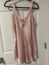 Vintage Kathryn Lingerie Romper Womens Light Pink Satin Bows Sexy  picture