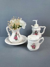 Vintage VB Athena Pottery Rose Rhapsody 4pc Bathroom Set, Farmhouse Cottagecore picture