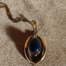 Vintage German 8k gold pendant with Lapis Lazuli (?) stone. chain gold plated  picture