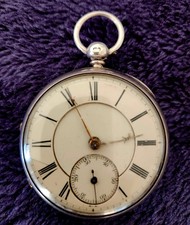 1872 Victorian Sterling Silver Pocket Watch WGH Fusee Chain Coin Fobs Repair picture