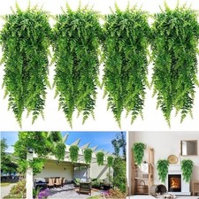 4pc Artificial Hanging Plant Fake Fern Leaf Vine Home Porch Garden Wedding Decor picture