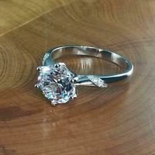 2.00Ct Round Natural Diamond Solid 14K White Gold Luxurious Engagement Ring picture