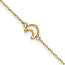 14k Yellow Gold Open Crescent Moon Anklet picture