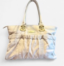 NWT Charles David Cream Genuine Leather Tote Bag with gold hardware picture