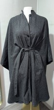 • Vintage 70s 80s Wool Blend Cape Coat Gray Batwing Sleeve Shawl Collar One Size picture