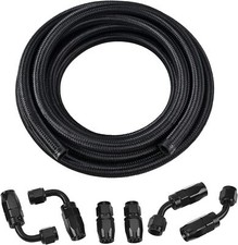 12AN Hose Nylon Stainless Steel Braided CPE Oil Fuel Line Hose Fittings Kit 10FT picture