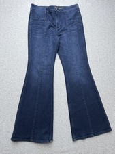Pilcro And The Letterpress Flare Jeans Womens 32 Blue Dark Wash Stretch Denim picture