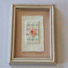 VINTAGE FIGI GRAPHICS Framed Hand Cast Natural Fibers Art 1990s Aztec Inspired picture