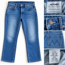 MOTHER The Tripper Ankle Jeans Size 27 Work Hard Play Hard Blue Denim picture