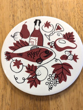 Vintage Mid Century Modern MCM Atomic Age Trivet Tile Fall 50s fish wine food 60 picture