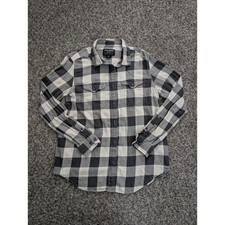 Filson Field Flannel Shirt Mens Large Black Cream Buffalo Check Plaid 20049643 picture