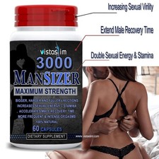 VistaSlim MANSIZER 3000 Male Supplement Longer Size Sexual Stamina 60 Pill 11/27 picture