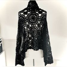 BEBE VINTAGE Crochet Open Cardigan, Stunning Details HTF Black, Medium, EUC picture