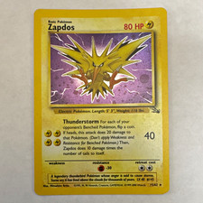 Wizards of the Coast Pokémon TCG Fossil Zapdos 15/62 Holo Rare 80 HP 1999 picture