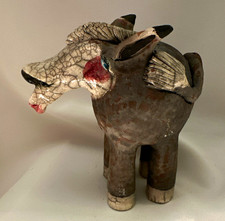 Raku Zoo by Chris Moses donkey whistle pottery signed and stamped picture