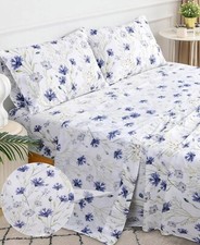 Cotton Sheet Set Full Queen King Size Fitted Flat Sheets 200 Thread Count Luxury picture