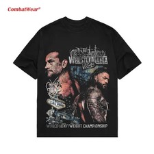 COMBATWEAR Wrestlemania 42 Roman Reigns vs CM Punk WWE Vintage Graphic Tee picture