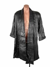 First-Street-Leather-Jacket-Womens-M-Oversized-Rare Trench Open Front Goth VTG picture