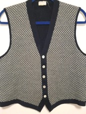 VTG 50s Saks Fifth Avenue Wool Button Up Sweater Vest  Size 42 Made in England picture