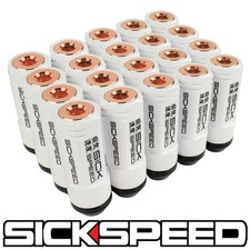 SICKSPEED 20PC WHITE/ROSE GOLD CAPPED ALUMINUM 50MM 3 PC LUG NUTS 12X1.5 N17 picture