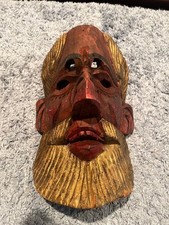 VINTAGE HAND CARVED WOODEN MASK, picture
