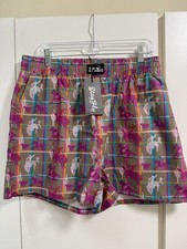 2 Fly Co NWT 2X Plus Pink & Brown Plaid Boxer Shorts 100% Cotton Western Rodeo picture