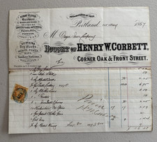 1867 Henry W Corbett Signed Portland Oregon Billhead Invoice Oregon Iron Company picture