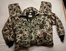 VTG  Cabela's Med Tall Camo Hooded Insulated Coveralls Duck Deer Hunting USA  picture